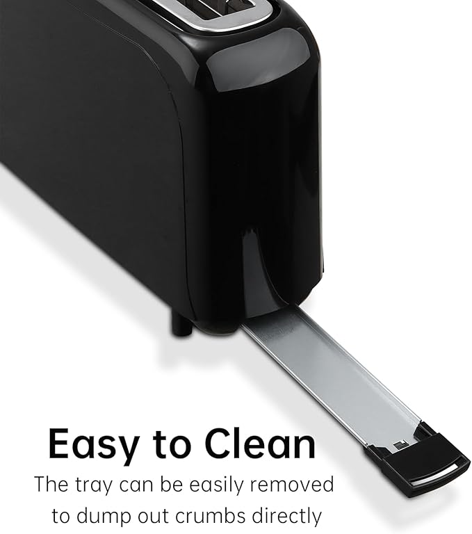 SEEDEEM 2 Slice Slim Toaster, Single 10" Long Slot Toaster Fits Bagels & Artisan Bread, 6 Shade Settings, Cancel/Reheat/Defrost, Removable Crumb Tray, Auto Shut-Off, Black