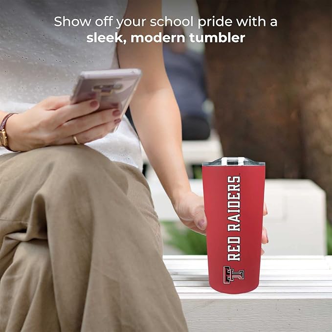 Campus Colors NCAA Stainless Steel Tumbler perfect for Gameday - 18 oz - Double Walled - Keeps Drinks Perfectly Insulated (Texas Tech Red Raiders - Red)