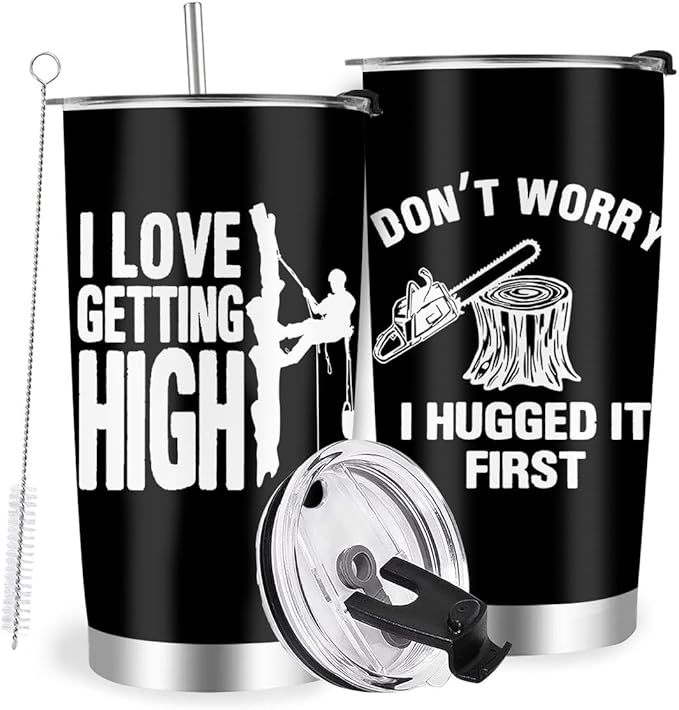 Arborist Gifts for Men, Chainsaw Man Gifts for Dad, Stainless Steel Insulated Tumbler 20oz