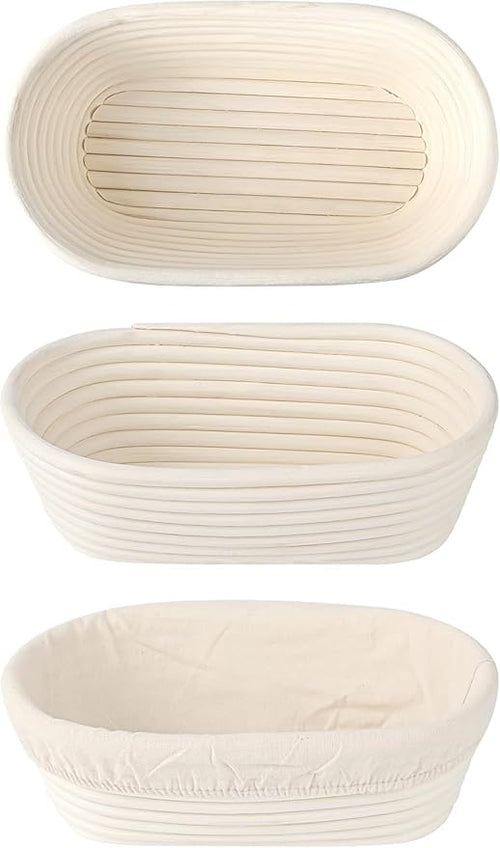 "Saint Germain Bakery Premium Round Bread Banneton Basket with Liner - Perfect Brotform Proofing Basket for Making Beautiful Bread (10"" Oval (2x count))"