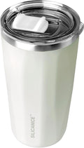 20oz Insulated Tumbler Mug, Double Wall Stainless Steel 304 Travel Coffee Cup, Angular Design, Removable Slider, BPA Free Dishwasher Safe - Cream