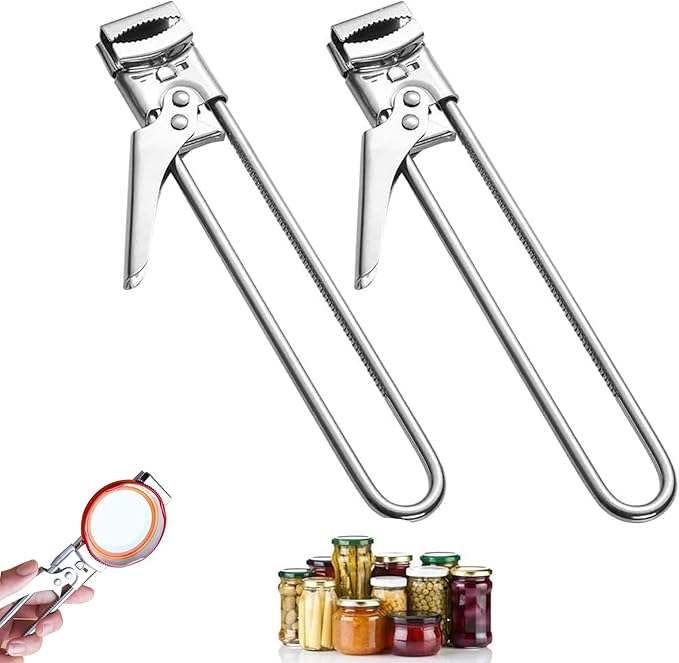 Adjustable Stainless Steel Jar Opener, Manual Jar Openers for Seniors, Gripper Tight Lid Openers, Stainless Steel Can Opener Bottle Gripper Household Kitchen Tool for Various Lid (2 PCS)