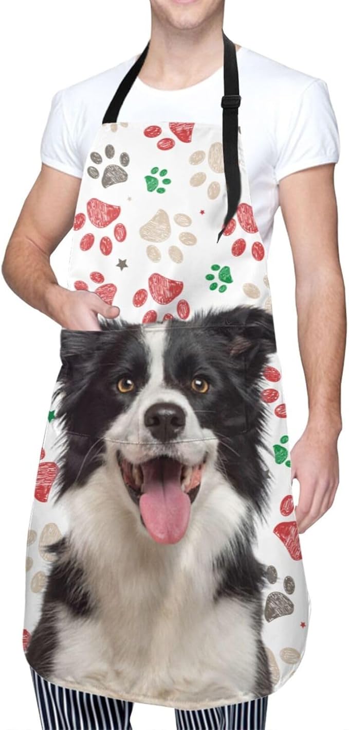 Custom Face Apron for Men Women, Personalized Photo Apron with Pockets, Customized Kitchen Aprons