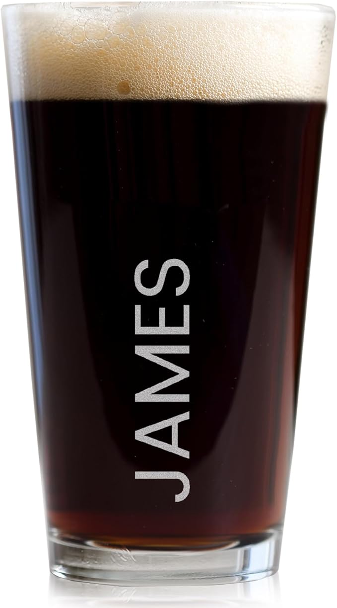 Lifetime Creations Engraved Personalized Name Pint Glass - Custom 16 oz Beer Glass Etched with Name Vertical, Made in USA