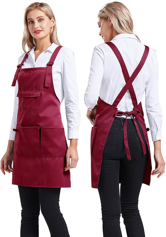 Nanxson Adjustable Women Bib Apron Multi Function Professional Salon Stylist Work Apron with Tool Pockets CF3010