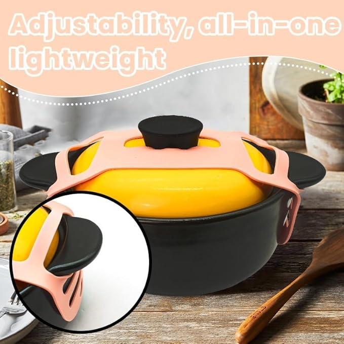 Silicone Lid Lock Strap for Crockpot Slow Cooker (6/7/8 Quart) - Universal Rubber Band Secure Lid Holder | Heat-Resistant, No-Spill Design Transport Accessories (2Pink)