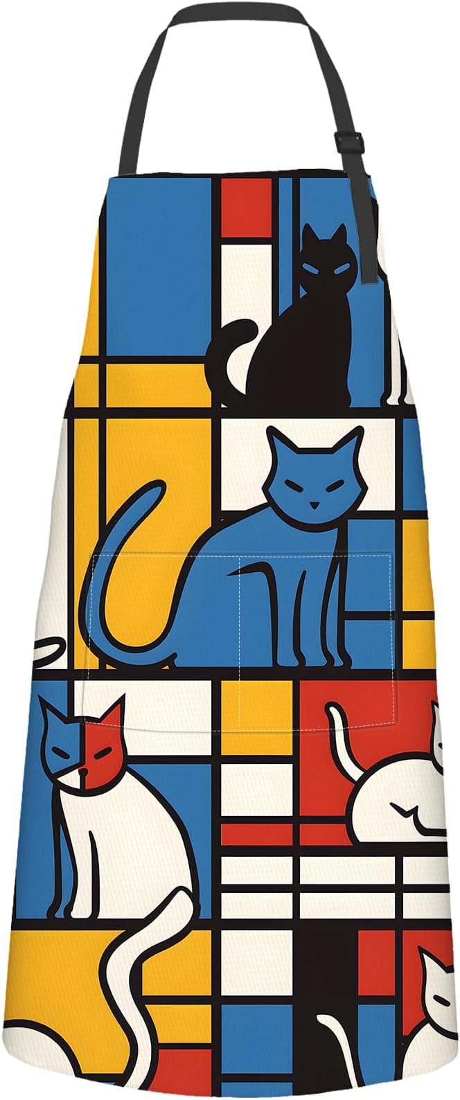 Art Cat Apron,Oxford Fabric Adjustable Kitchen Apron with 2 Pockets,Waterproof Cooking Aprons for Men Women Mom Wife Dad,Ideal Gifts for Coffee House,Shop,Baking,BBQ,Housewarming,28x33in