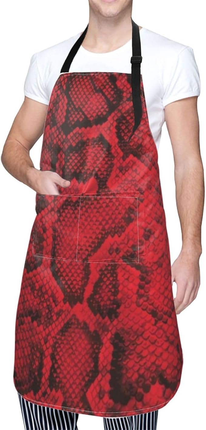 Snakeskin Aprons Cool Aprons with Pockets and Adjustable Mens Apron for Gardening Cooking Kitchen