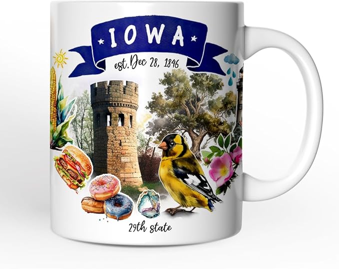 OrnamentallyYou Artistic Iowa State Themes and Landmarks Mug
