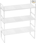 Cabinet Organizer Shelves,Expandable Spice Racks,Stackable Countertop for Organizer Pantry Counter Under Sink,Adjustable Storage Shelf Racks for Kitchen Home Office,White,3 Packs