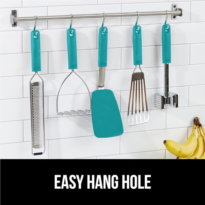 GORILLA GRIP Food Grade Flexible Silicone Spatula, 2 PK, Heat Resistant Head for Nonstick Frying Pan, Patented Soft Rubber Handle for Comfort, Non-Scratch Kitchen Turner, Flip Eggs, 11.6 in, Turquoise