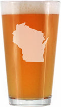 Wisconsin State Outline Pint Glass for Beer - State Themed Drinking Decor and Gifts for Wisconsinites - 16 Ounce
