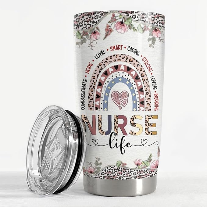 SANDJEST Nurse Tumbler 20oz Stainless Steel Insulated Coffee Travel Mug Cup Gift for Nurses Week, Graduation, Birthday, Christmas