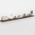 Fun Memories 72" Floating Shelves for Wall, Rustic Solid Elm Wood Floating Shelves - Invisible Bracket Mount, Extra Long Wall Mounted Shelf for Living Room, Bathroom, Bedroom, Kitchen, Walnut