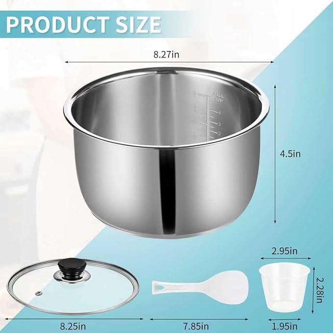 Stainless steel inner pot of rice cooker, compatible with Tiger JBV-A10U model, made of 304 stainless steel. No rice cooker included.