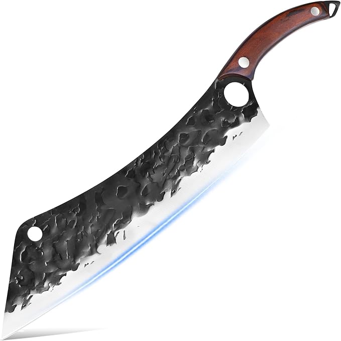 XYJ Full Tang 12 Inch Long Knife Finger Hole Design Stainless Steel Extra Long Blade Ergonomic Wood Handle Japanese Chef Vegetable Knife For Cutting Cake Watermelon Brisket