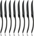 JASHII 18/10 Stainless Steel 8 Piece Mirror Polished Black Steak Knife Black Utensil Set