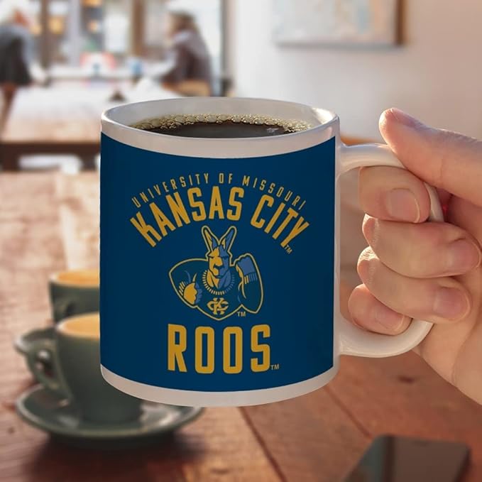 University of Missouri - Kansas City Kangaroos Logo Ceramic Coffee Mug, Novelty Gift Mugs for Coffee, Tea and Hot Drinks, 11oz, White