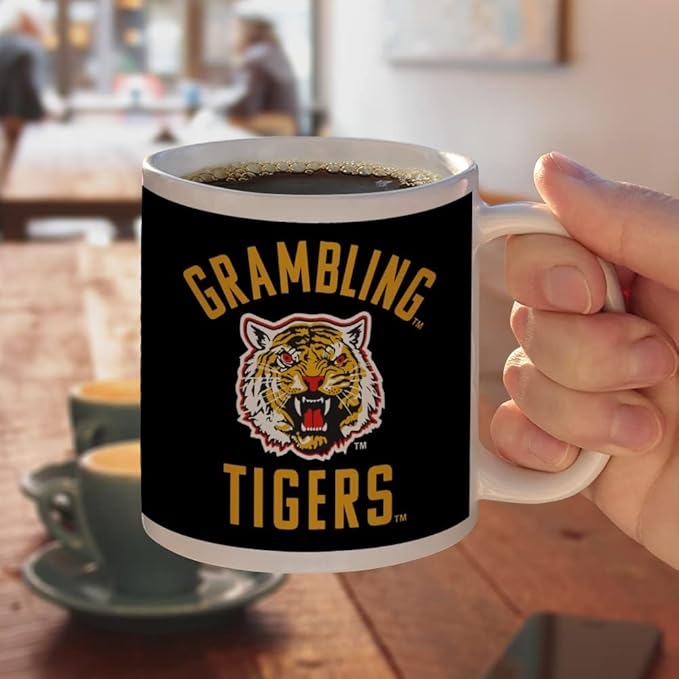 Grambling State University Tigers Logo Ceramic Coffee Mug, Novelty Gift Mugs for Coffee, Tea and Hot Drinks, 11oz, White
