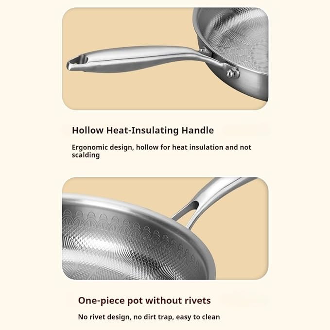 Platefull Titanium Pan,Titanium Frying Pan With Lid,No Coating Non-Stick Titaniums Cookware,Ultra-Durable, Scratch-Resistant, Compatible With All Cooktops