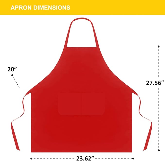 10 Pieces Red Bib Aprons Bulk with 2 Pockets, Painting Grilling BBQ Cooking Kitchen Aprons Bulk for Women Men Adults (10, Red)