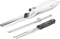 Reemix Electric Knife, Z3042 Electric Knife Set for Carving Meats, Poultry, Bread, Crafting Foam & More, 2 Blades for Meats & Bread, Fork Included (White)