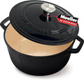 MUELLER HOME 4.5 QT Enameled Cast Iron Dutch Oven, Heavy-Duty Casserole Dish and Braiser Pan with Lid and Stainless Knob, Oven-Safe up to 500° F & Across All Cooktops, Black