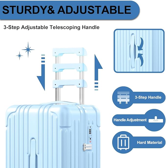 Krute Carry on Luggage 20 inch Suitcases with Spinner Wheels PC+ABS Airline Approved Hard Side Luggages with TSA Lock