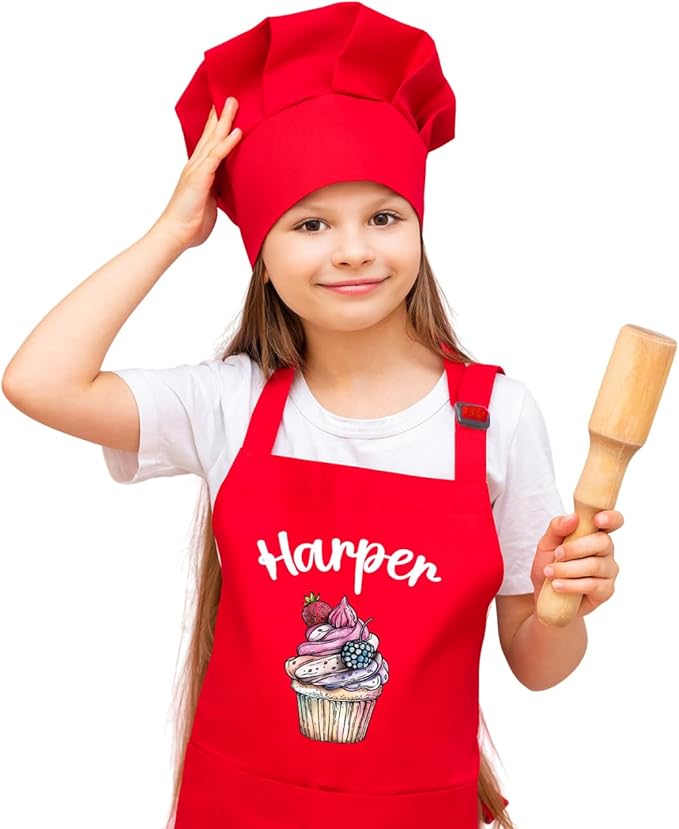 Personalized Apron for Women, Kids, Toddler, Girls and Boys, Matching Mommy and Me Aprons with Pockets, Baking Apron, Christmas & Halloween Gifts