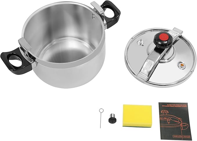 Stainless Steel Pressure Cooker Large Capacity Pressure Stewing Pot 8.7 PSI Pressure Cooker, Gas/Induction/Electric Stove Compatible, Easy Opening, Household & Commercial(11L)