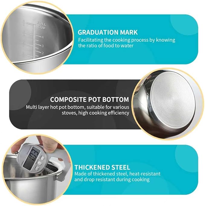 Stainless steel inner pot of rice cooker, compatible with Tiger JBV-A10U model, made of 304 stainless steel. No rice cooker included.
