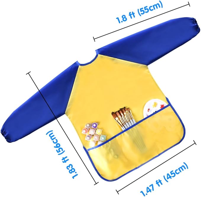 KUUQA Waterproof Children Art Smock Kids Art Aprons, Painting Supplies (Paints and brushes not included)