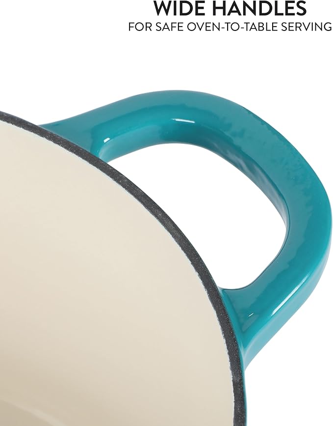 Crock Pot Artisan 6-Quart Round European Enameled Cast Iron Dutch Oven Pot With Lid -Teal Ombre