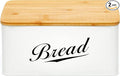 RoyalHouse Modern Metal Bread Box with Bamboo Cutting Board Lid, (Pack of 2) Total 2 Bread Box, Bread Storage Container for Kitchen Counter, Vintage Kitchen Decor Organizer