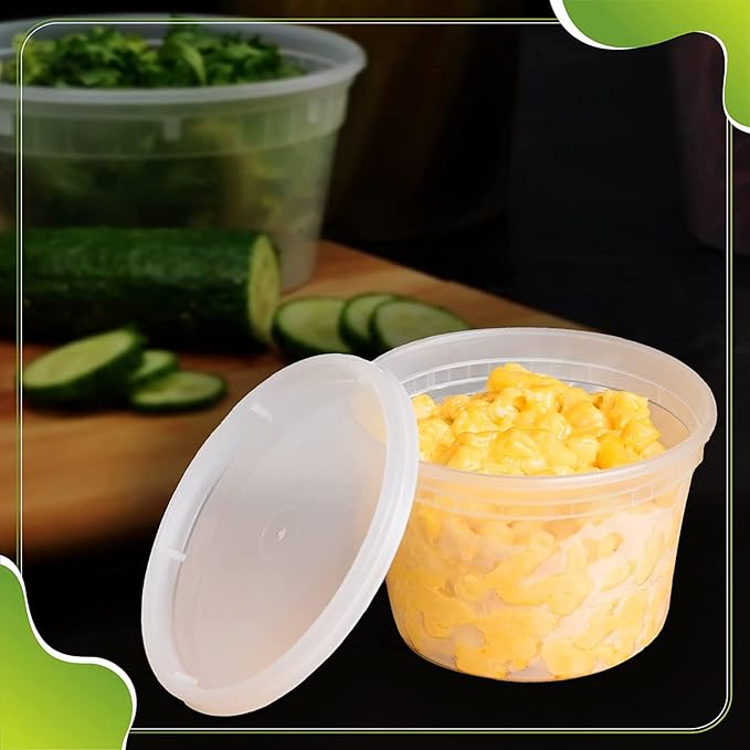 Deli Containers with Lids Leakproof - 240 Pack BPA-Free Plastic Microwaveable Clear Food Storage Container Premium Heavy-Duty Quality, Freezer & Dishwasher Safe (16oz 240 Sets)