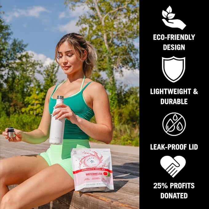Best in Class Triple-Walled Insulated Stainless Steel Water Bottle, Keeps your Drinks Cold for up to 24 Hours and Hot for up to 12 Hours, Leak Proof, Make a Difference in the World, White, 17oz