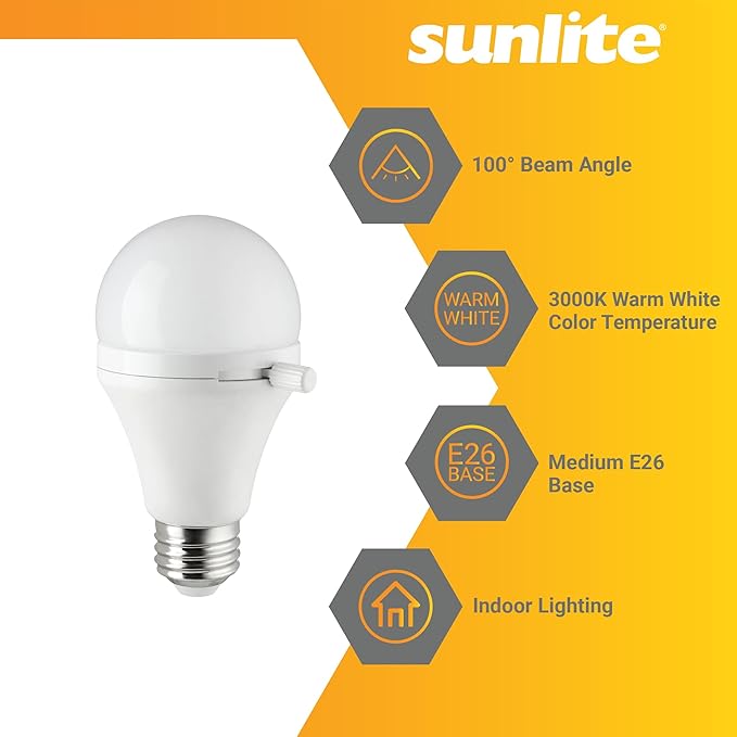 Sunlite ShabBulb, Shabbat Permissible LED Light Bulb, 7 Watt (40 Watt Equivalent) 3000K Warm White, 3 Pack