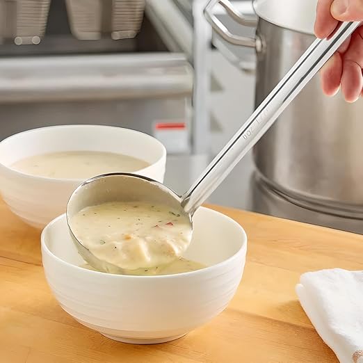 OCS Parts Pro Series Stainless Steel Culinary Ladle | 6-Ounce | One-Piece Dishwasher Safe Home, Restaurant, Buffet and Catering Serving Ladle for Sauces, Soup, Gravy, and Salad Dressing