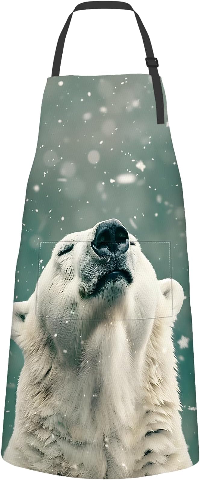 Polar Bear Apron,Oxford Fabric Adjustable Kitchen Apron with 2 Pockets,Waterproof Cooking Aprons for Men Women Mom Wife Dad,Ideal Gifts for Coffee House,Shop,Baking,BBQ,Housewarming,28x33in