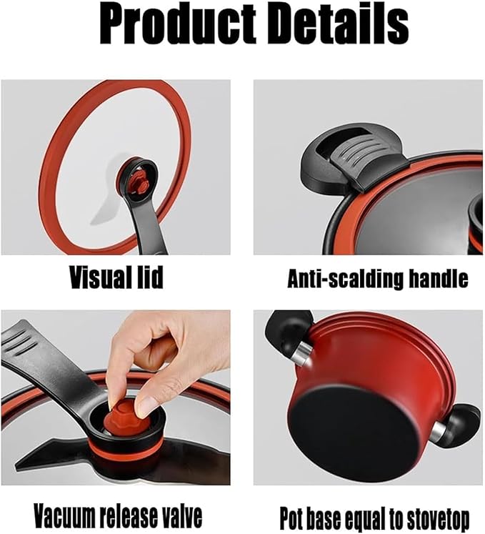 Micro Pressure Stockpot, Gas Stove/Open Fire Induction Cooker Universal Stew Pot, Kitchen Vacuum Micro Pressure Stock Pot, 3.5L/7L Micro Pressure Crock Pot, for Home Kitchen (Red,3.5L)