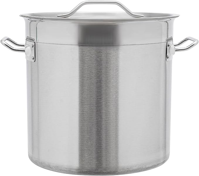 17L/17.9Qt Commercial Large Stock Pot with Lid,Nickel Free Stainless Steel Cookware Healthy Polished Stockpots, Induction Soup Pot for Cooking Home Use