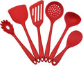 6 Pcs Silicone Kitchen Utensils Set, Silicone Cooking Utensils, Heat Resistant Kitchen Cooking Utensils Set,High Heat Resistant to 480°F, Hygienic One Piece Design, (Red)