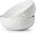 getstar Large Serving Bowls (8 inch & 60 fl oz), Ceramic Salad Bowl Set of 2, Microwave and Dishwasher Safe, Farmhouse Kitchen Decorative Bowls Set (Embossed Checks & Stripes)