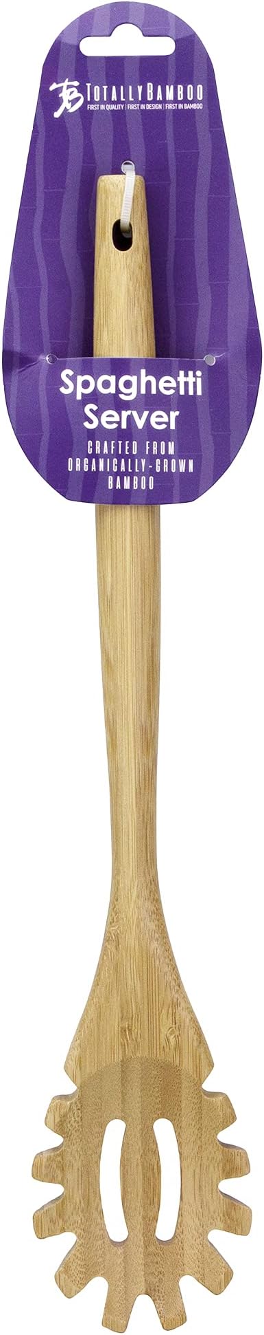 Totally Bamboo 14" Spaghetti Spoon – Natural Bamboo Pasta Server with Teeth | Eco-Friendly, Nonstick Safe, Durable Kitchen Utensil