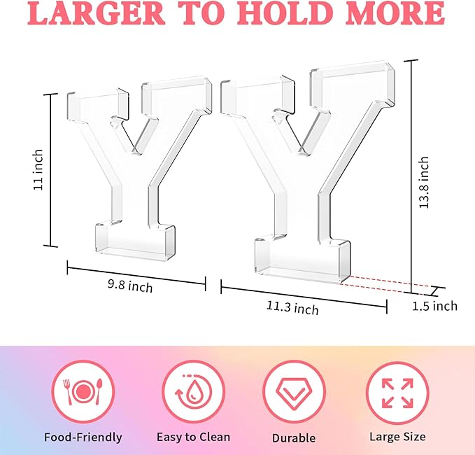 13.8" Acrylic Letter Charcuterie Tray, Charcuterie Letters Fillable Box for Food, Reusable Serving Cake Candy Dish Display Tray for Birthday Anniversary Party Decoration (Letter Y)