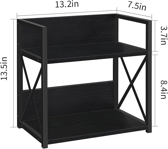 YINMIT Countertop Shelf Organizer,Coffee Bar Accessories,Spice Rack,Coffee Counter Shelf,2 Tier Coffee Organizer Station for Mugs,Cups,Cream,Syrup(Black, Medium)