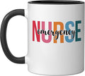 Emergency Nurse Mugs For Womens ER Nurse Gifts Ceramic Mug, Black/White