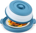 Microwave Splatter Cover for Food with Anti-scald Base Plate,Large Plastic & Silicone Vented Avoid Scalding Collapsible Guard Lid,Kitchen Essential Gadgets for Meal Prep-10.7 Inch (Blue)