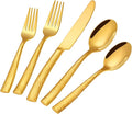 Silverware Set,Ollex 40-Piece Hammered Gold Flatware Cutlery Set for 8 Mirror Finished with Anti-rust stainless steel Spoon Knives Forks for Kitchen Hotel Party Modern Utensil Sets, Dishwasher Safe