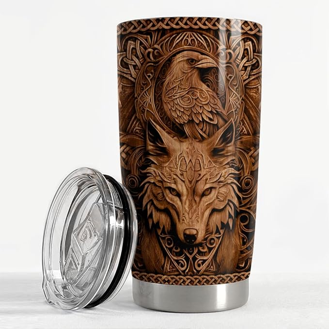 Viking Tumbler 20oz Viking Gifts for Men Vikings Cup Stainless Steel Insulated Tumblers Coffee Travel Drinking Mug Gift for Birthday Christmas